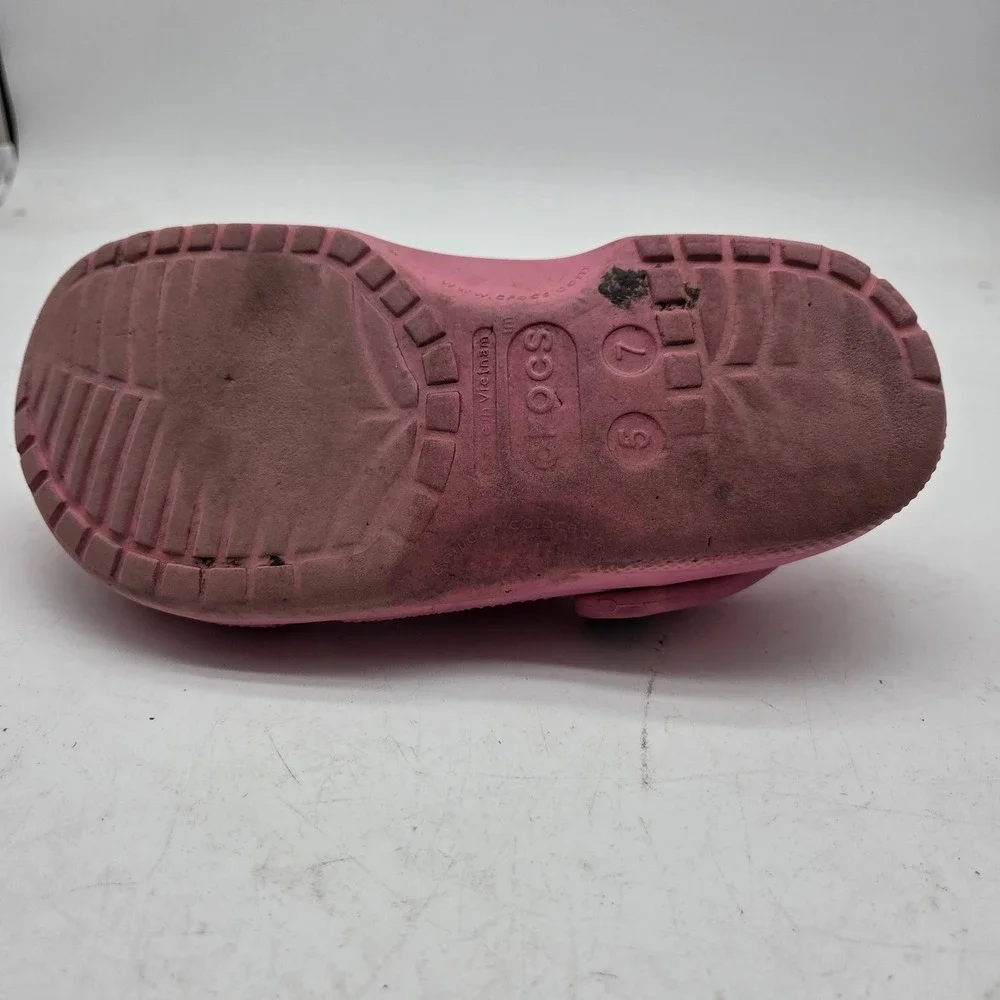 Crocs Shoes Kids Size 7 Pink Classic Clog Slip On Sandals Casual Rubber